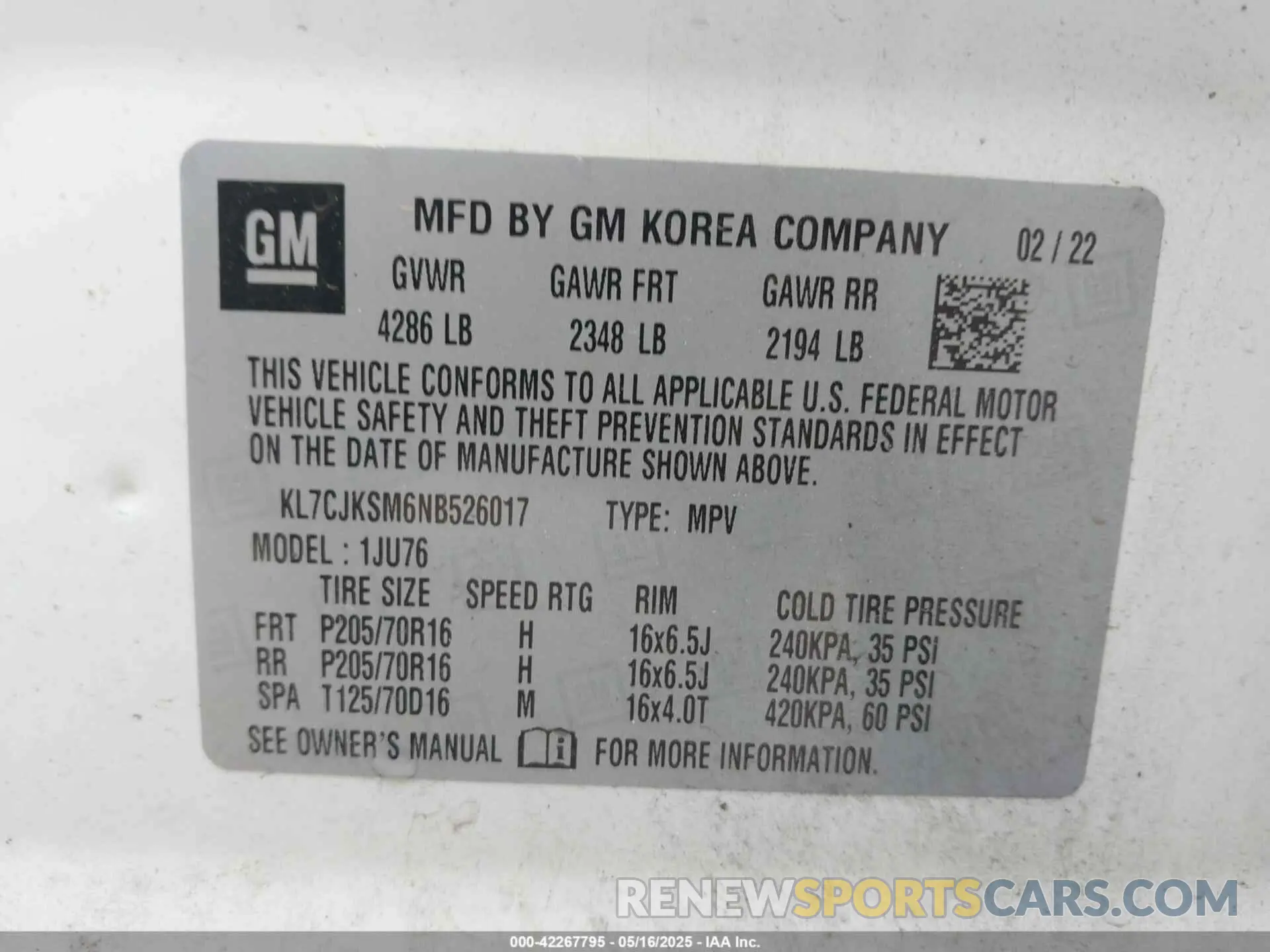 9 Photograph of a damaged car KL7CJKSM6NB526017 CHEVROLET TRAX 2022