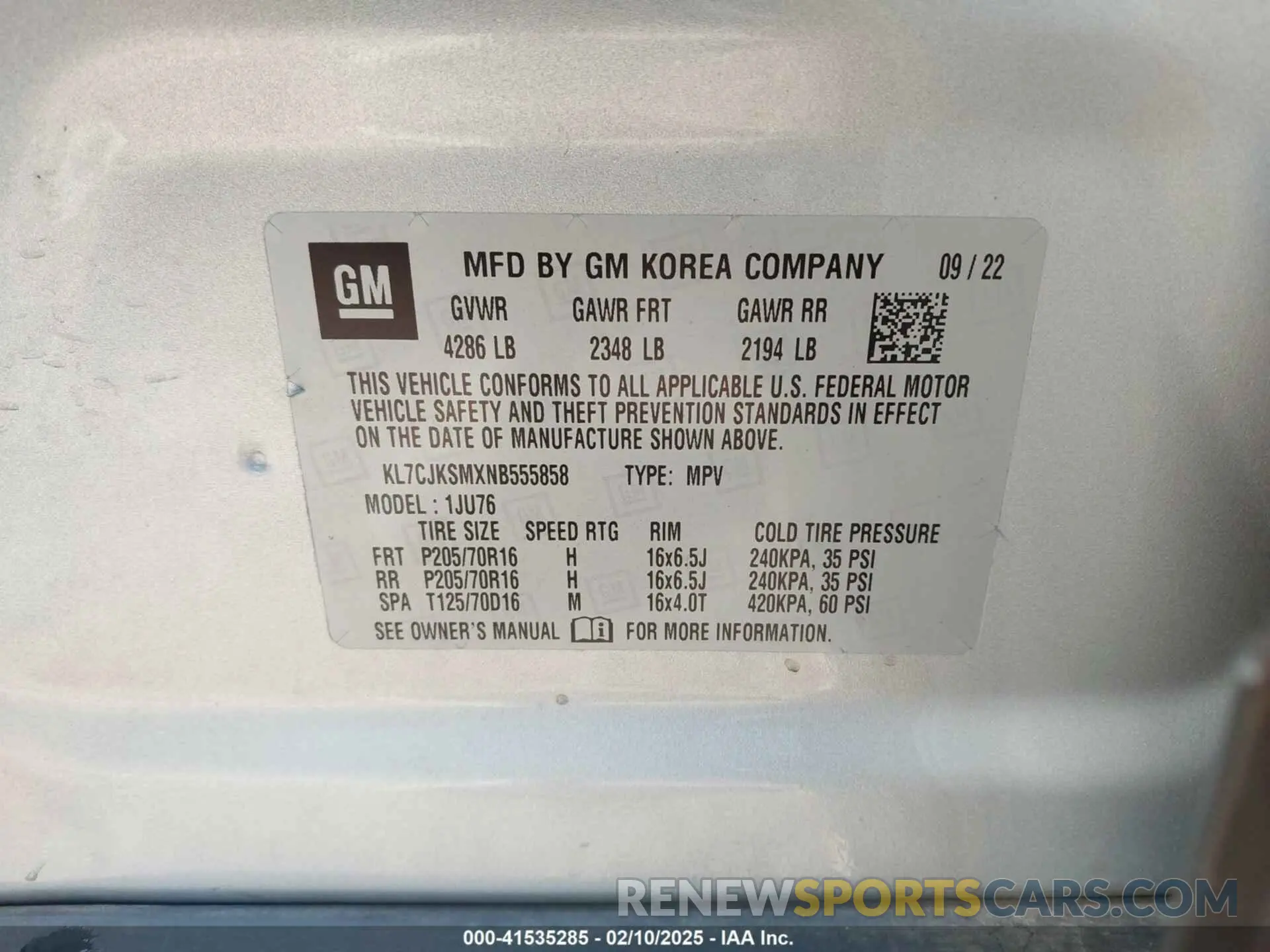 9 Фотография поврежденного автомобиля KL7CJKSMXNB555858 CHEVROLET TRAX 2022