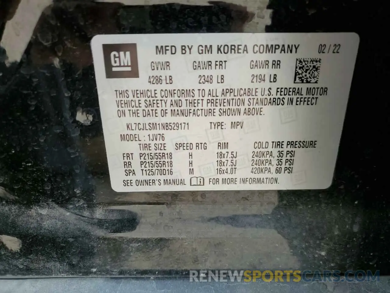 15 Photograph of a damaged car KL7CJLSM1NB529171 CHEVROLET TRAX 2022