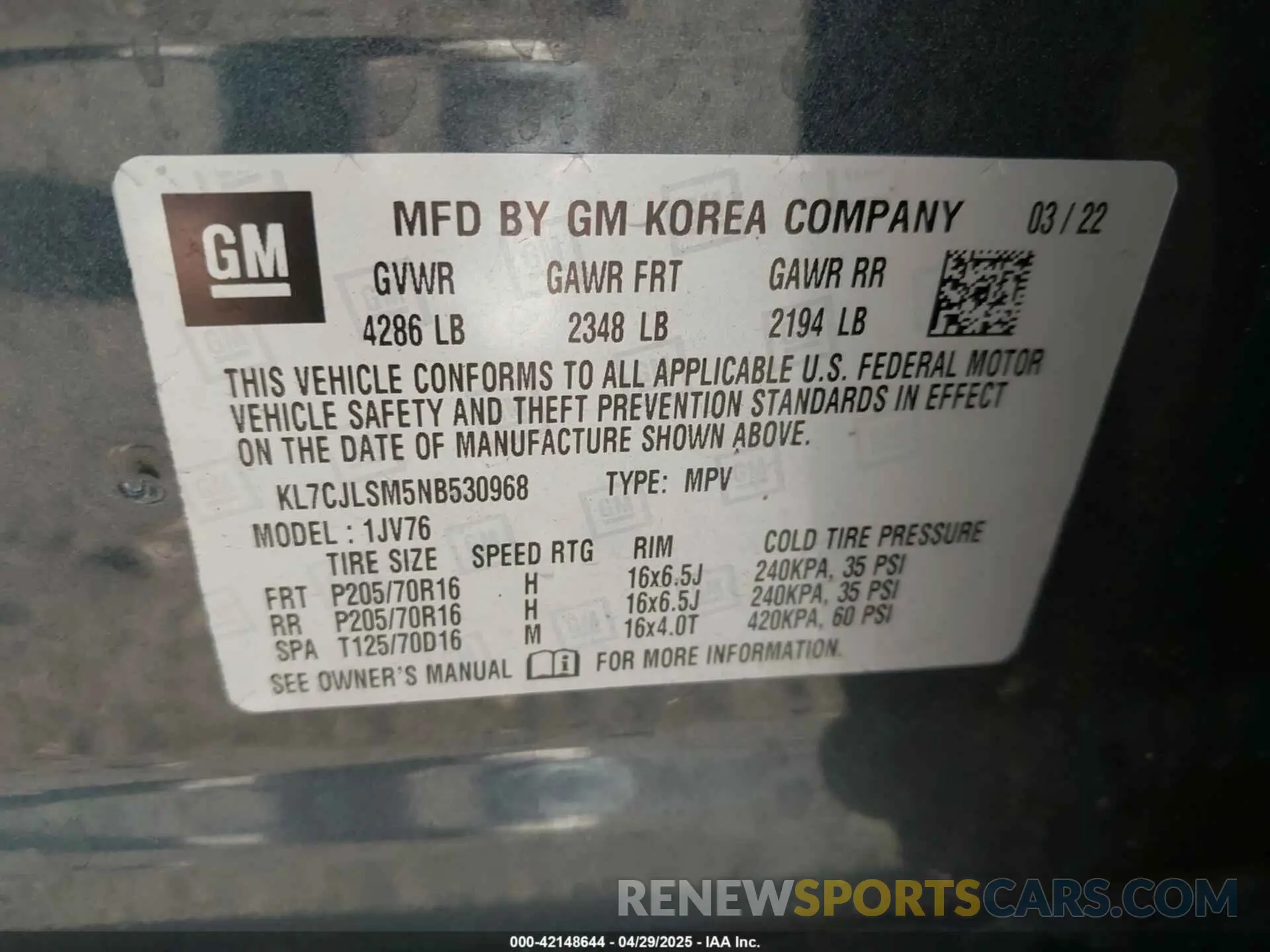 9 Фотография поврежденного автомобиля KL7CJLSM5NB530968 CHEVROLET TRAX 2022