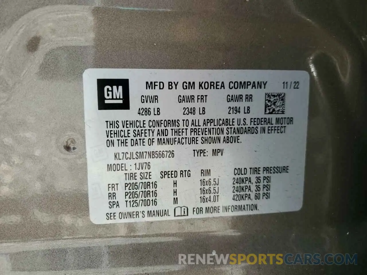 15 Фотография поврежденного автомобиля KL7CJLSM7NB566726 CHEVROLET TRAX 2022