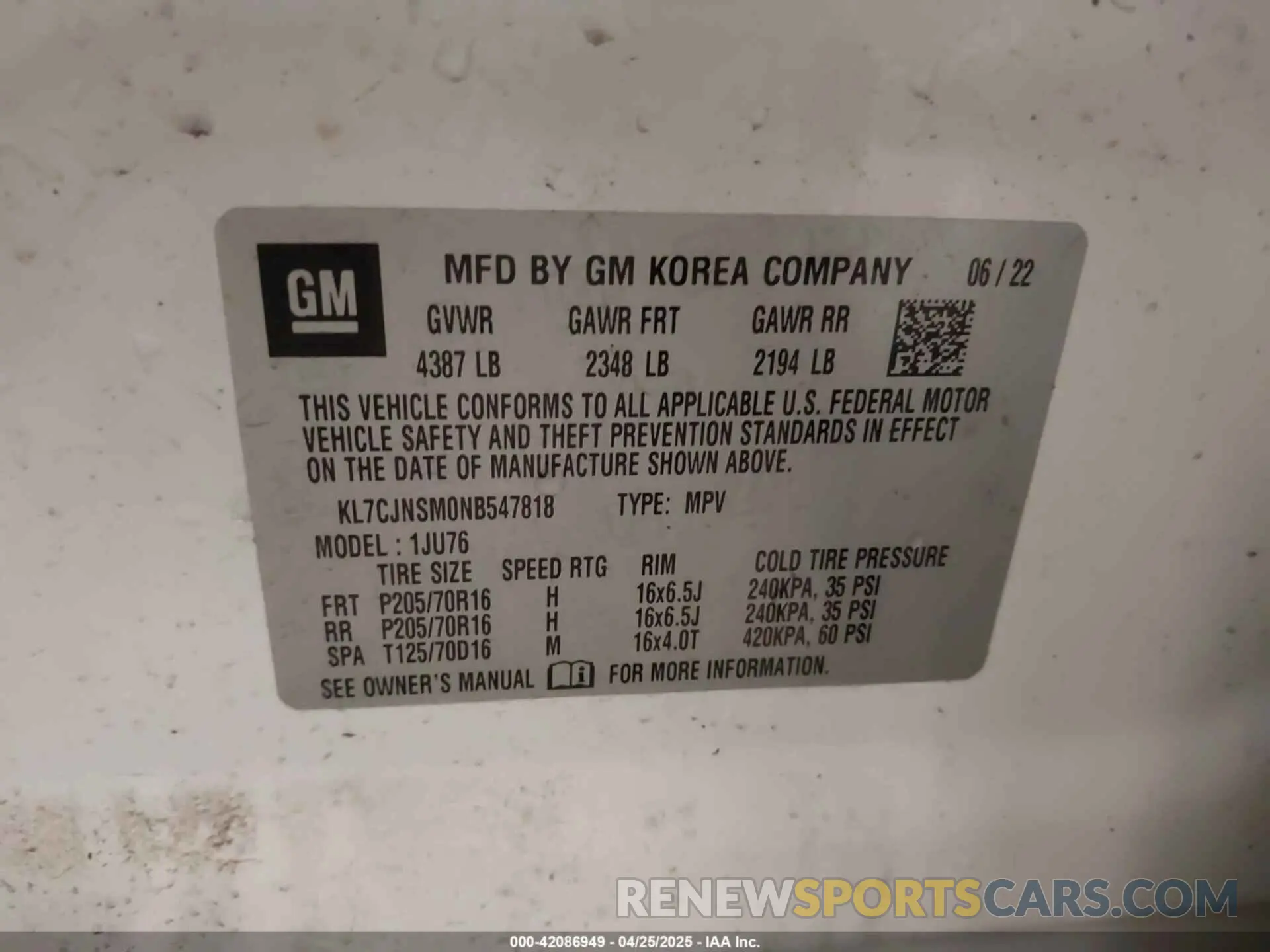 9 Photograph of a damaged car KL7CJNSM0NB547818 CHEVROLET TRAX 2022