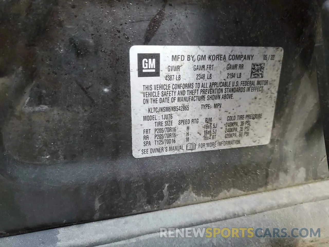 13 Фотография поврежденного автомобиля KL7CJNSM6NB542865 CHEVROLET TRAX 2022