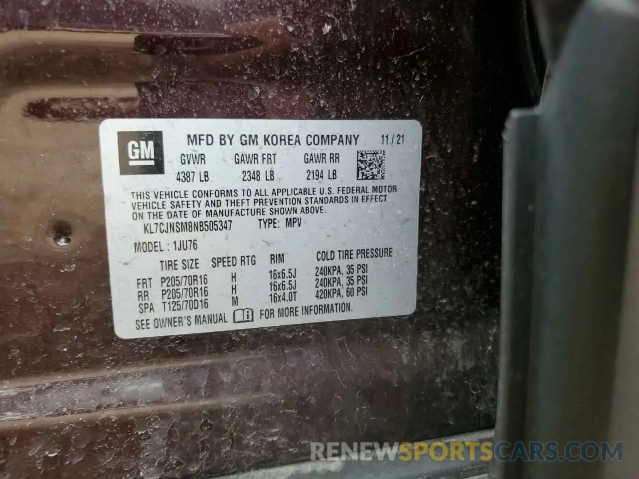 13 Фотография поврежденного автомобиля KL7CJNSM8NB505347 CHEVROLET TRAX 2022