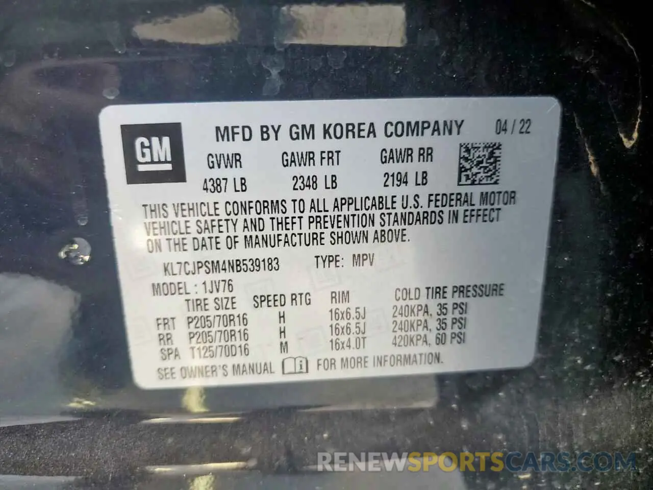 13 Фотография поврежденного автомобиля KL7CJPSM4NB539183 CHEVROLET TRAX 2022
