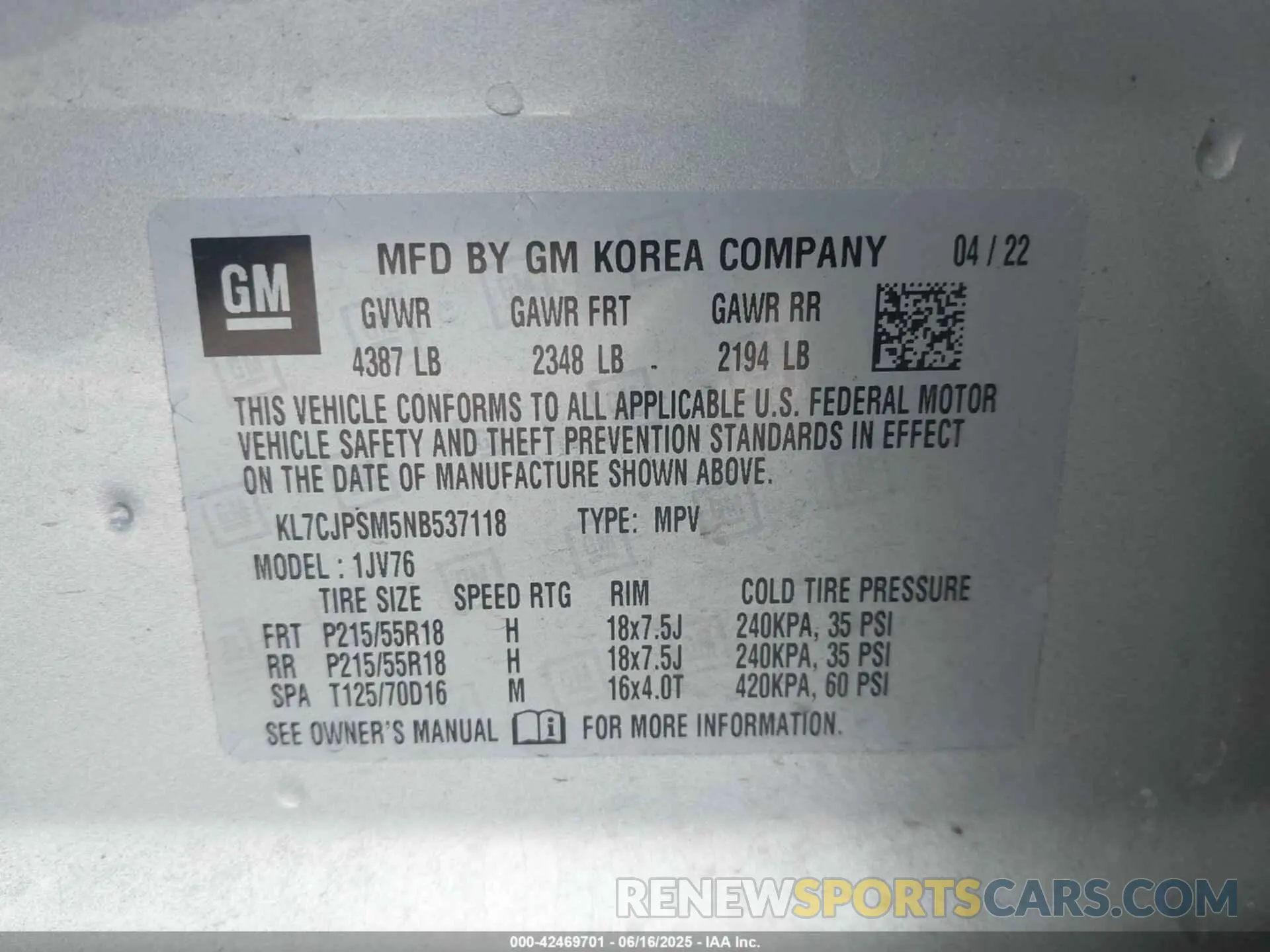 9 Photograph of a damaged car KL7CJPSM5NB537118 CHEVROLET TRAX 2022