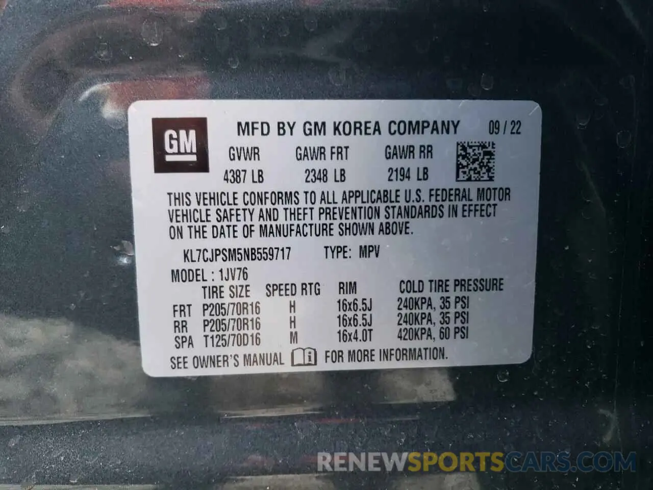 13 Фотография поврежденного автомобиля KL7CJPSM5NB559717 CHEVROLET TRAX 2022