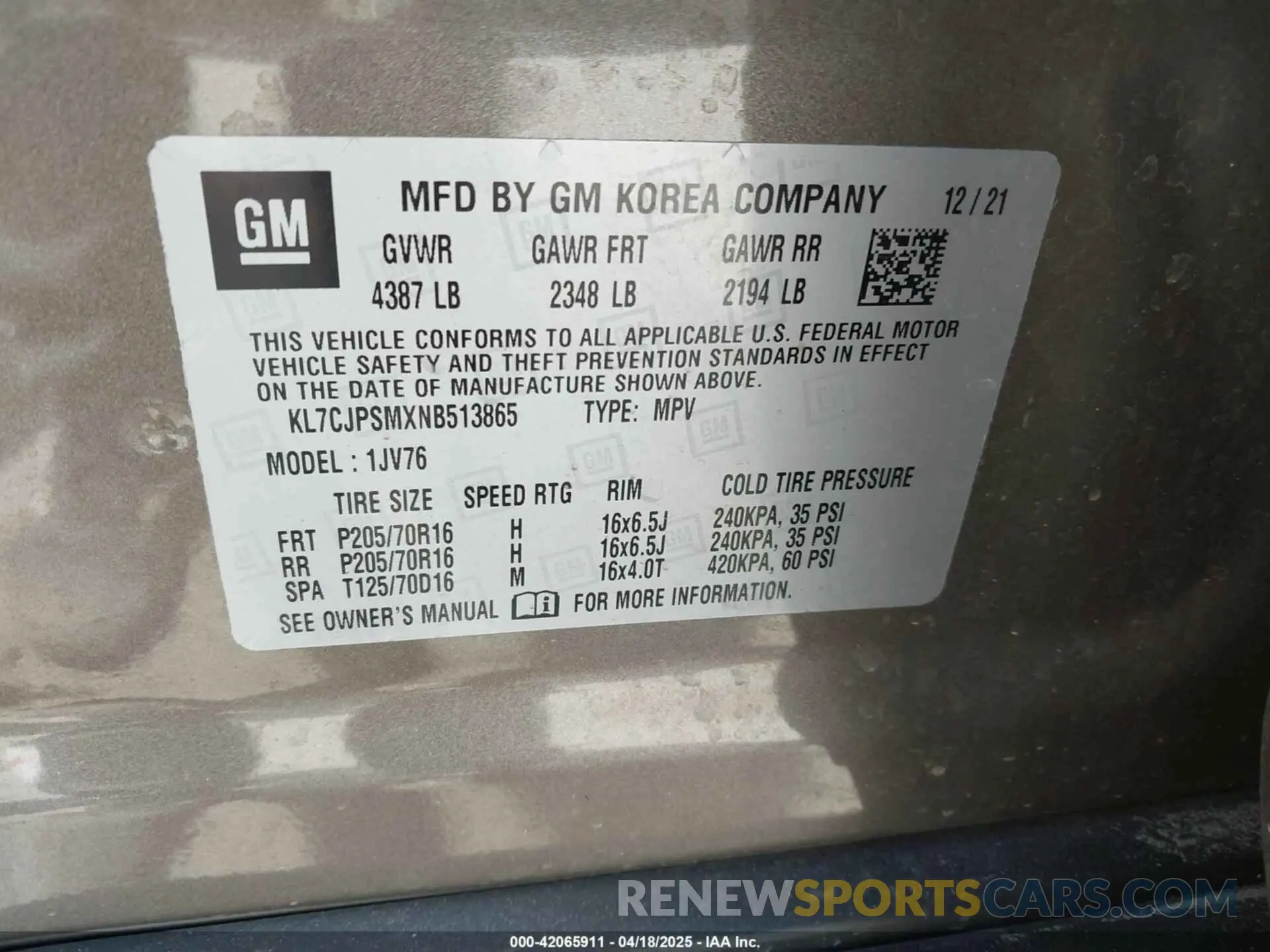 9 Photograph of a damaged car KL7CJPSMXNB513865 CHEVROLET TRAX 2022