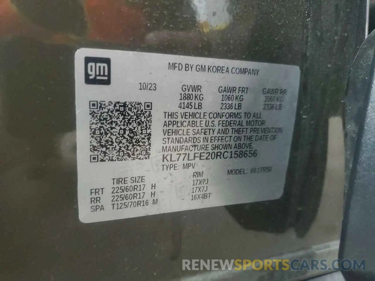 12 Photograph of a damaged car KL77LFE20RC158656 CHEVROLET TRAX 2024