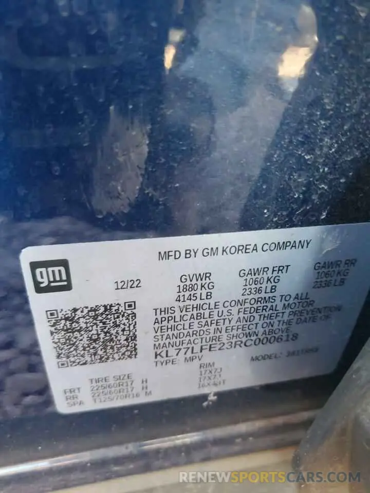 14 Фотография поврежденного автомобиля KL77LFE23RC000618 CHEVROLET TRAX 2024