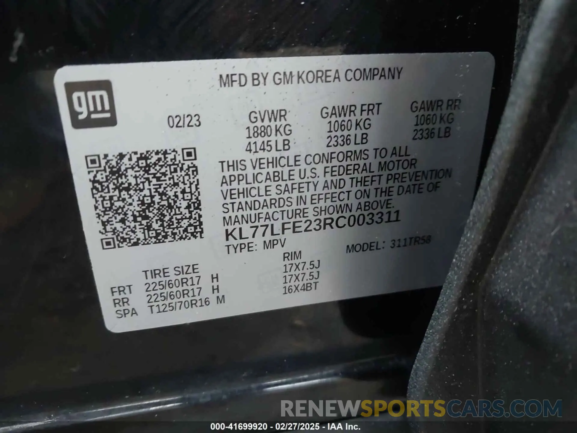 9 Фотография поврежденного автомобиля KL77LFE23RC003311 CHEVROLET TRAX 2024