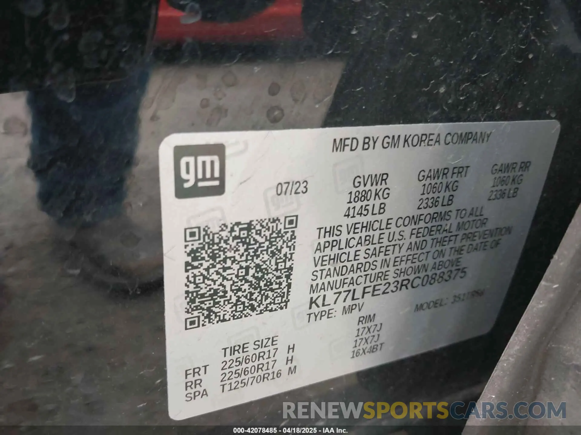 9 Photograph of a damaged car KL77LFE23RC088375 CHEVROLET TRAX 2024