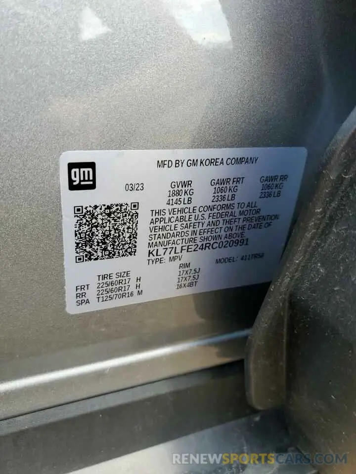 12 Photograph of a damaged car KL77LFE24RC020991 CHEVROLET TRAX 2024