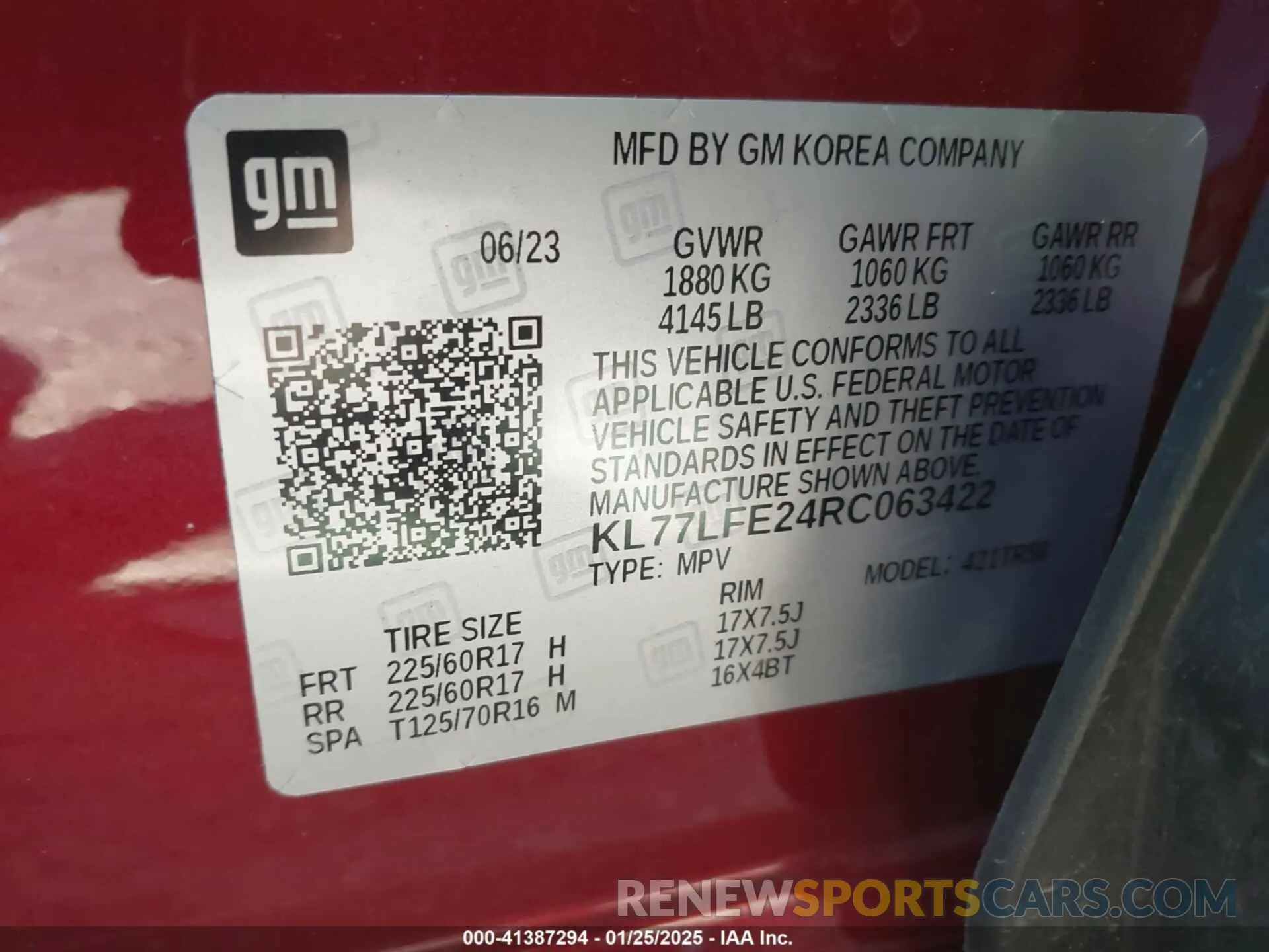 9 Фотография поврежденного автомобиля KL77LFE24RC063422 CHEVROLET TRAX 2024