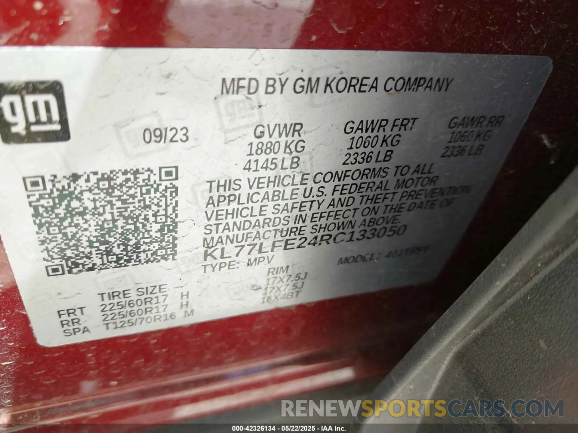 9 Photograph of a damaged car KL77LFE24RC133050 CHEVROLET TRAX 2024