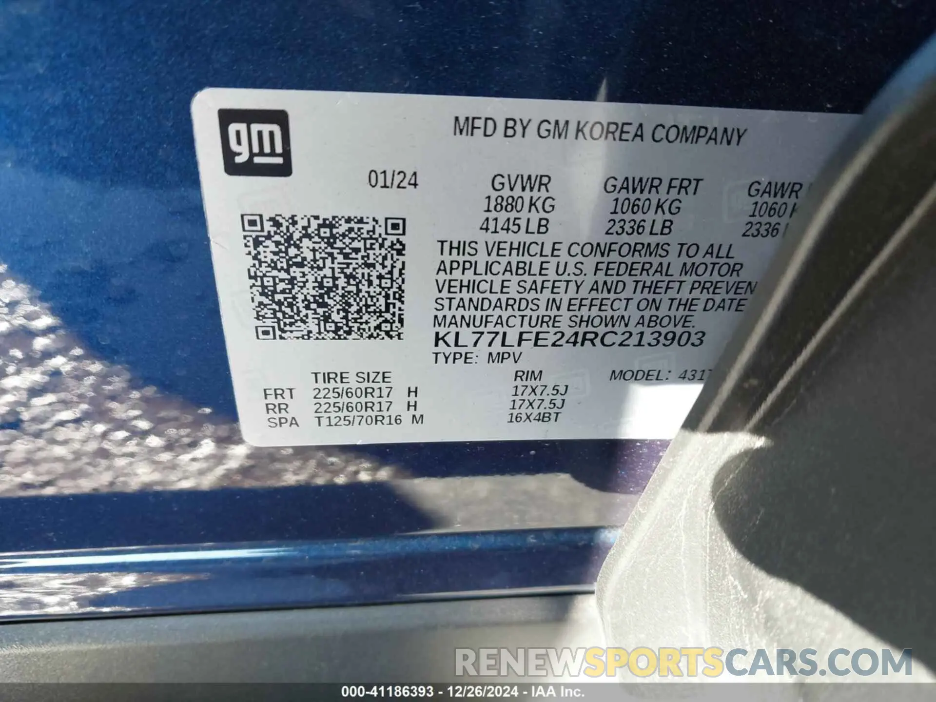 9 Фотография поврежденного автомобиля KL77LFE24RC213903 CHEVROLET TRAX 2024