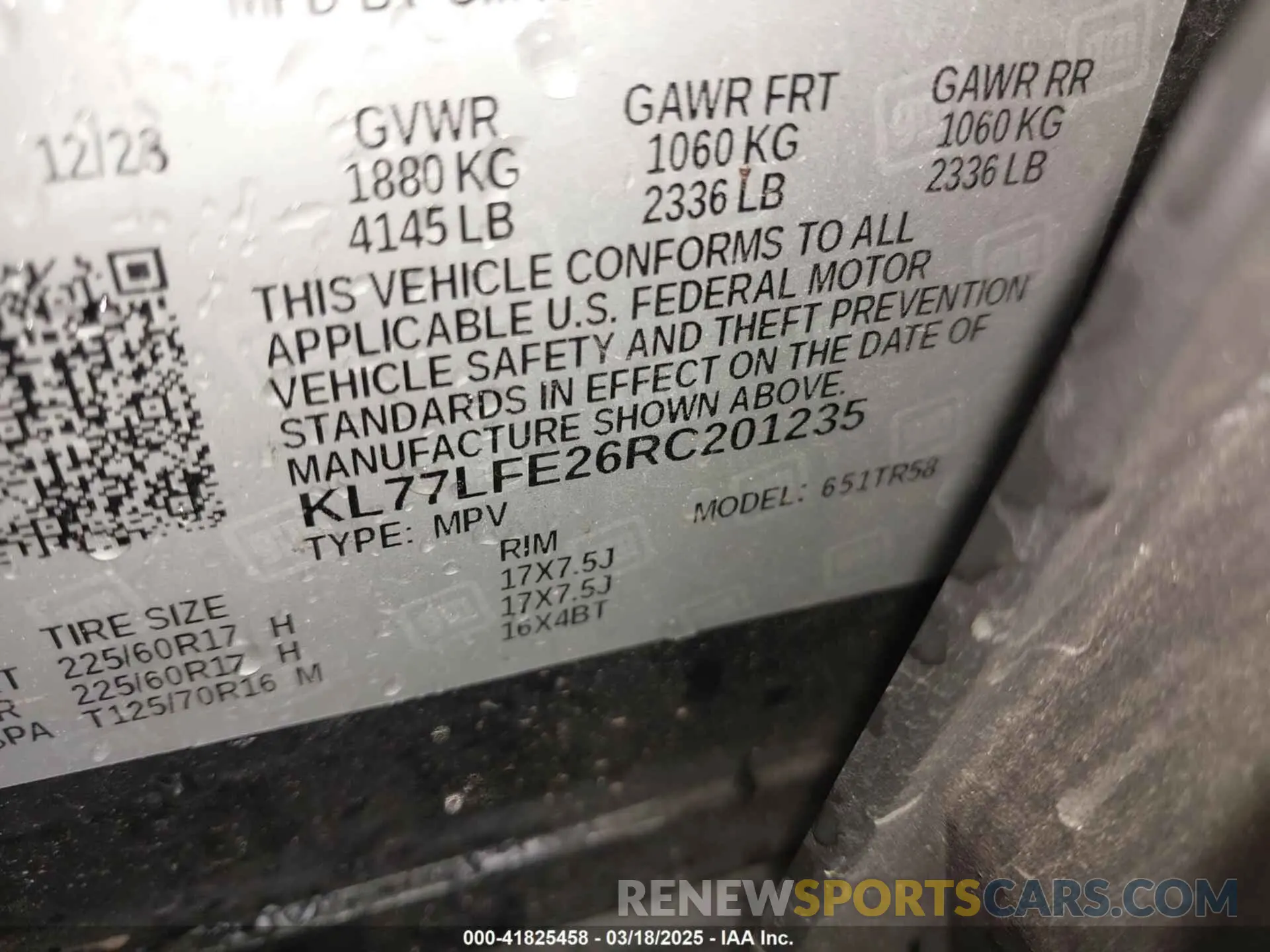 9 Фотография поврежденного автомобиля KL77LFE26RC201235 CHEVROLET TRAX 2024