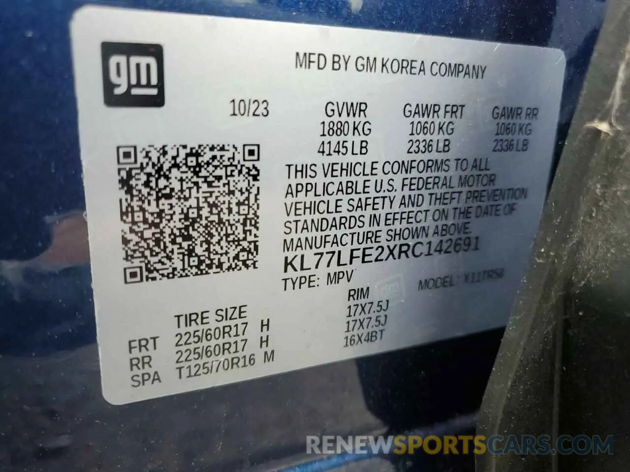 13 Photograph of a damaged car KL77LFE2XRC142691 CHEVROLET TRAX 2024