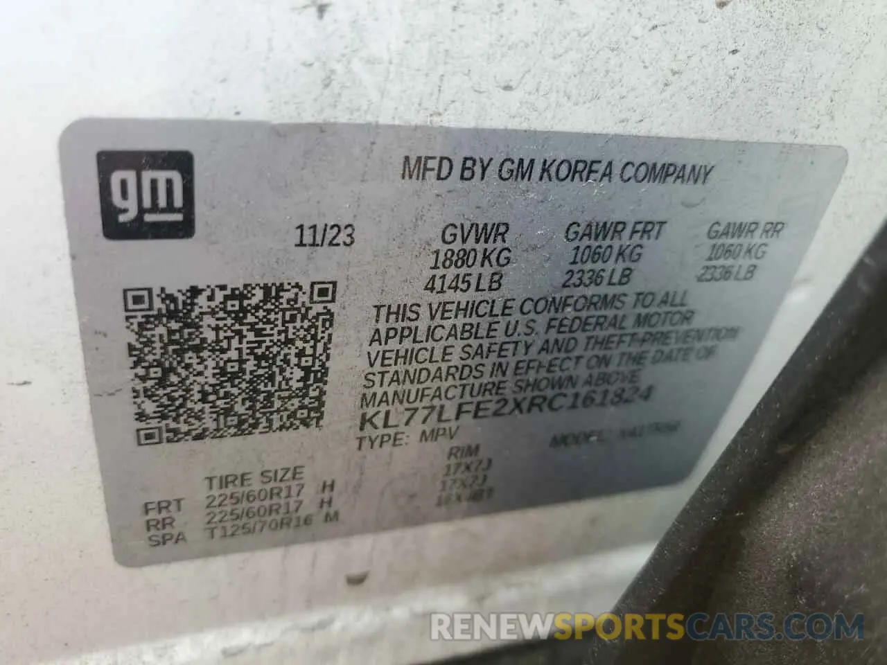 13 Photograph of a damaged car KL77LFE2XRC161824 CHEVROLET TRAX 2024