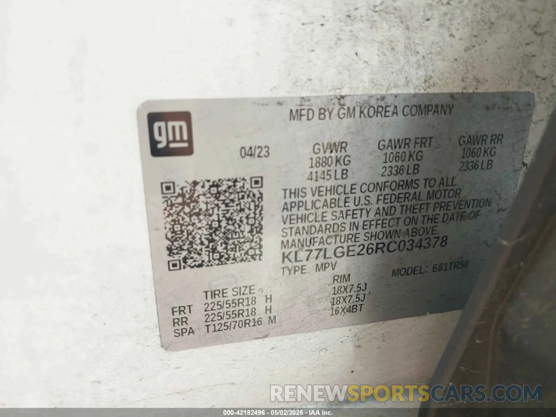 9 Фотография поврежденного автомобиля KL77LGE26RC034378 CHEVROLET TRAX 2024