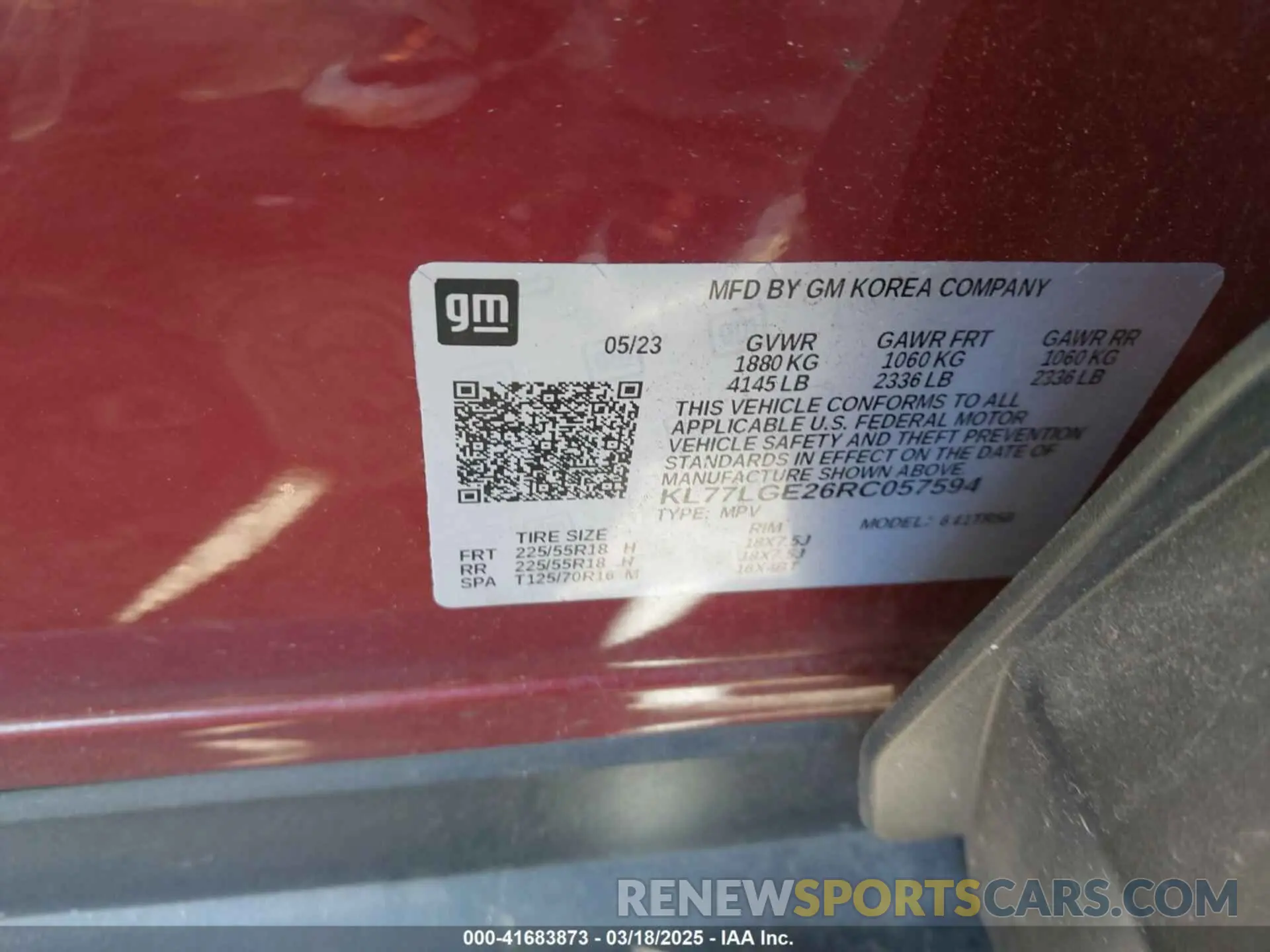 9 Фотография поврежденного автомобиля KL77LGE26RC057594 CHEVROLET TRAX 2024