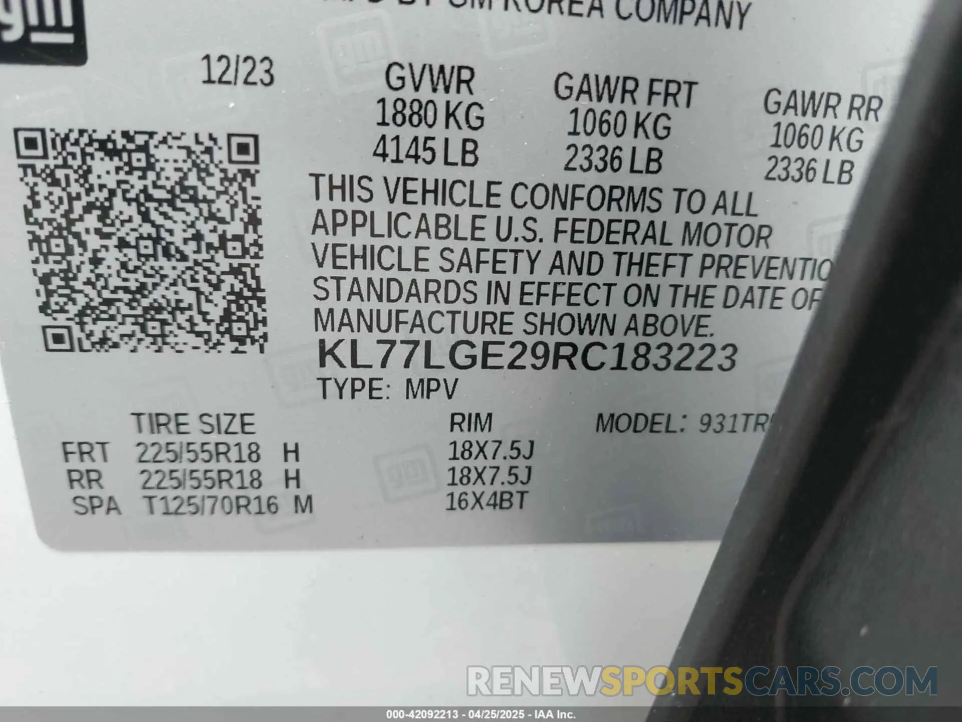 9 Photograph of a damaged car KL77LGE29RC183223 CHEVROLET TRAX 2024