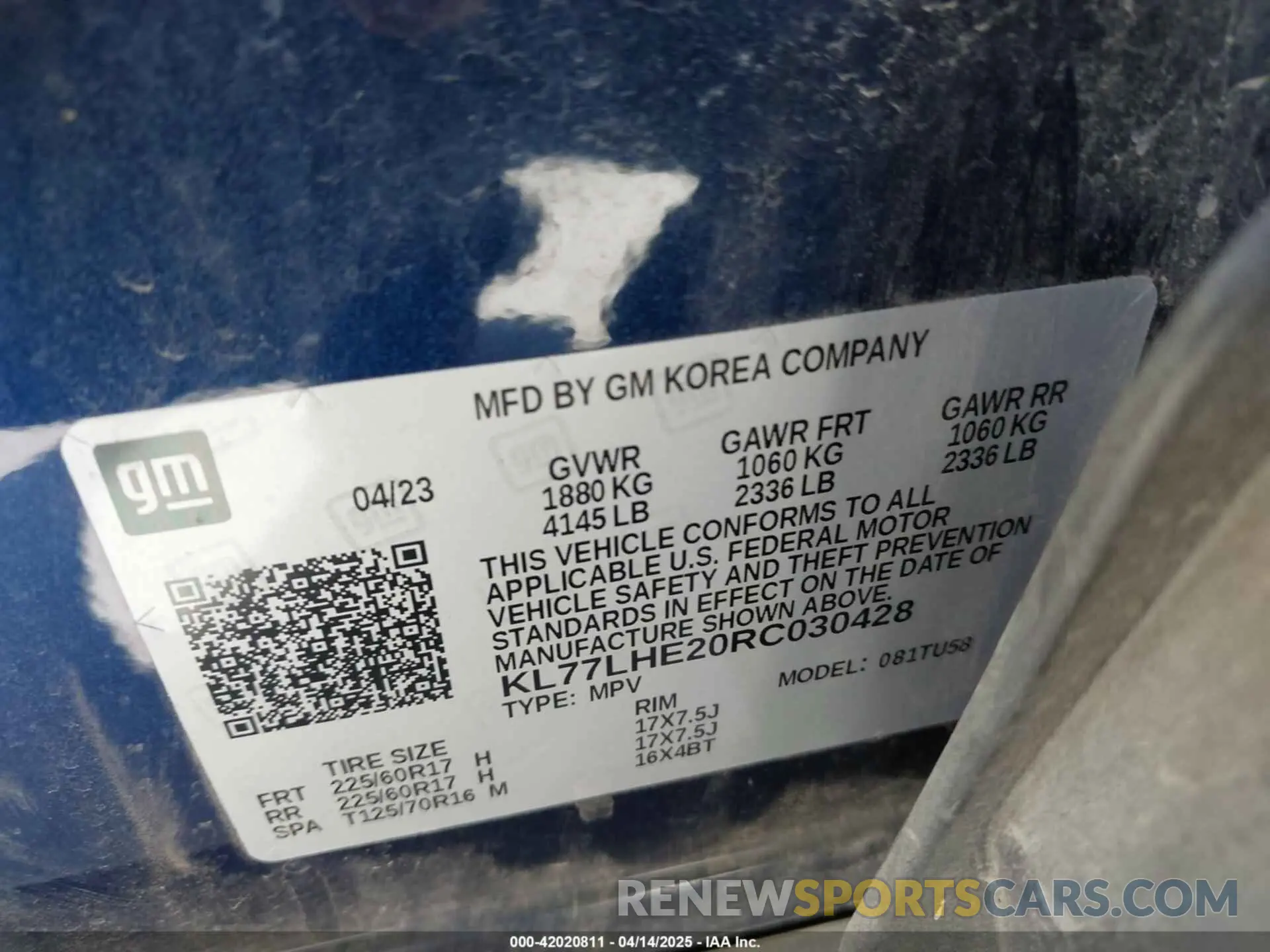 9 Фотография поврежденного автомобиля KL77LHE20RC030428 CHEVROLET TRAX 2024