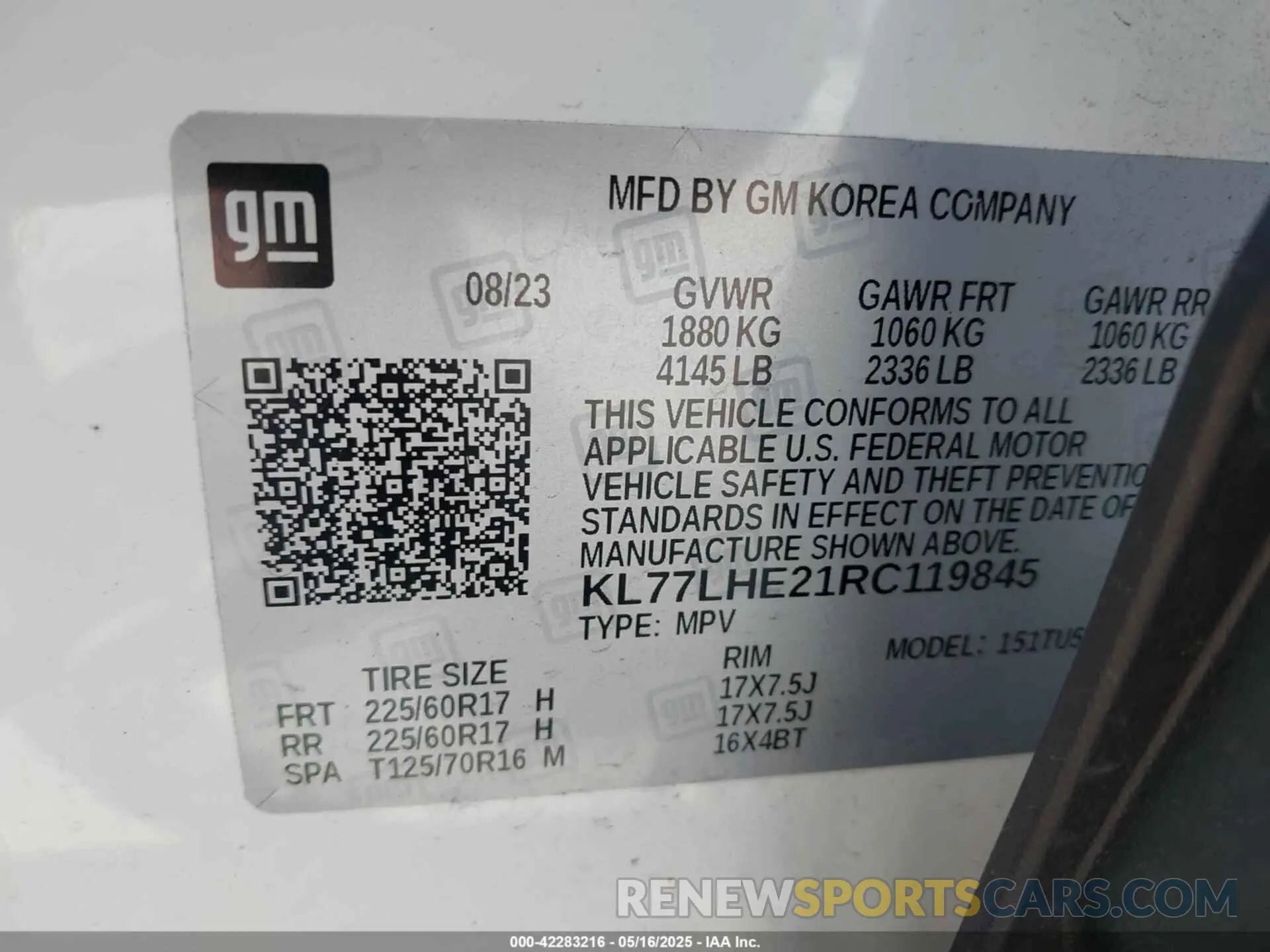 9 Фотография поврежденного автомобиля KL77LHE21RC119845 CHEVROLET TRAX 2024