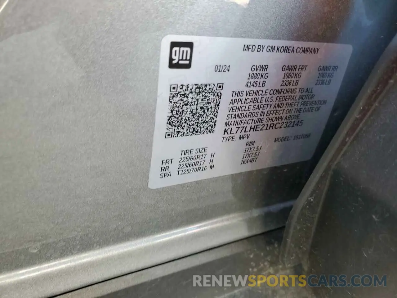 12 Фотография поврежденного автомобиля KL77LHE21RC232145 CHEVROLET TRAX 2024