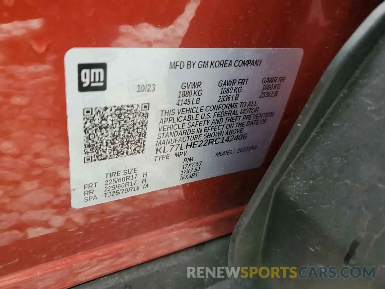 13 Photograph of a damaged car KL77LHE22RC142406 CHEVROLET TRAX 2024