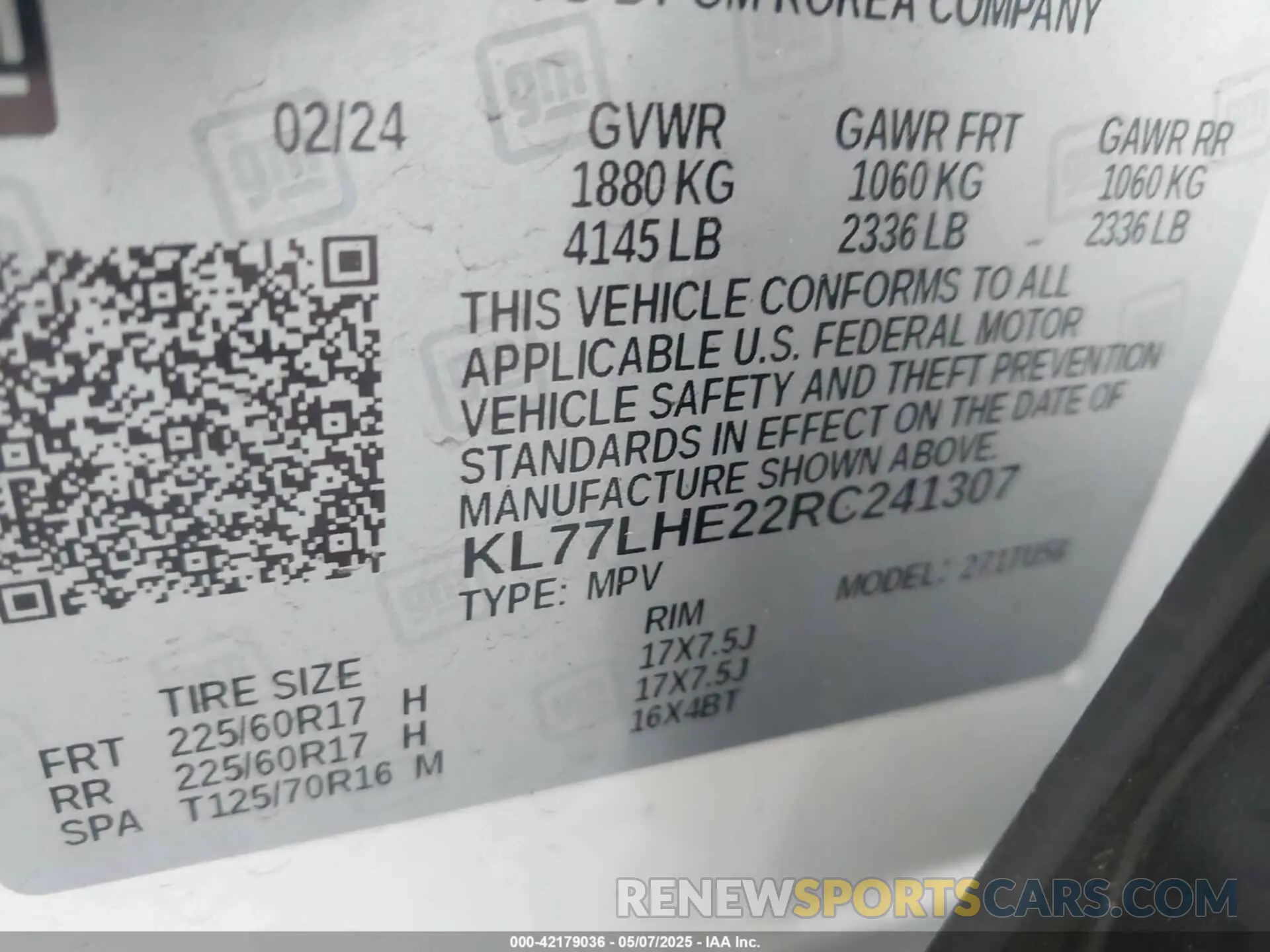 9 Фотография поврежденного автомобиля KL77LHE22RC241307 CHEVROLET TRAX 2024