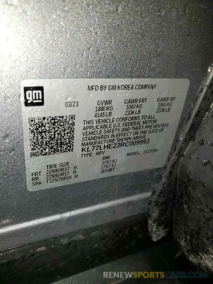 14 Фотография поврежденного автомобиля KL77LHE23RC009993 CHEVROLET TRAX 2024