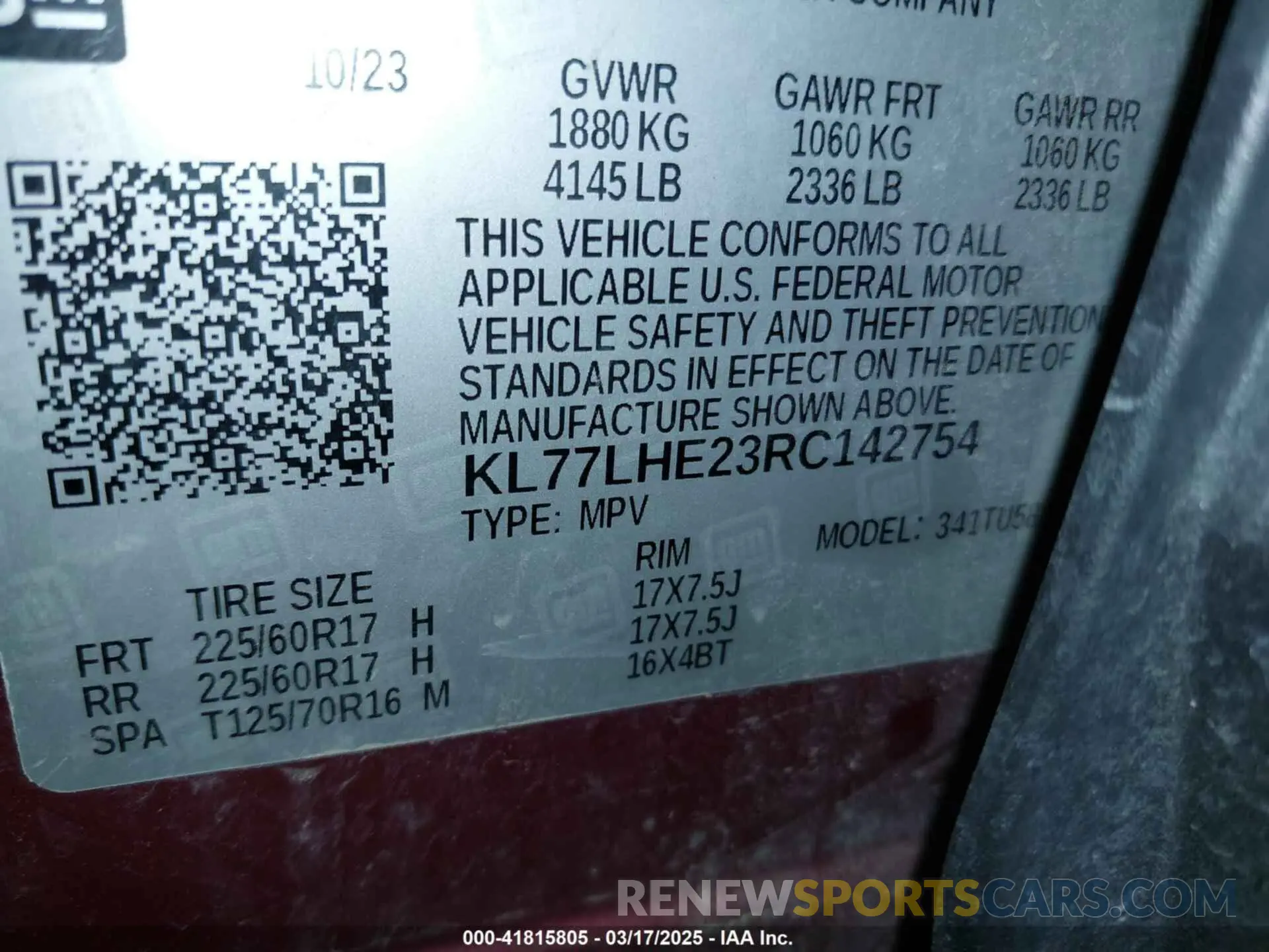 9 Фотография поврежденного автомобиля KL77LHE23RC142754 CHEVROLET TRAX 2024