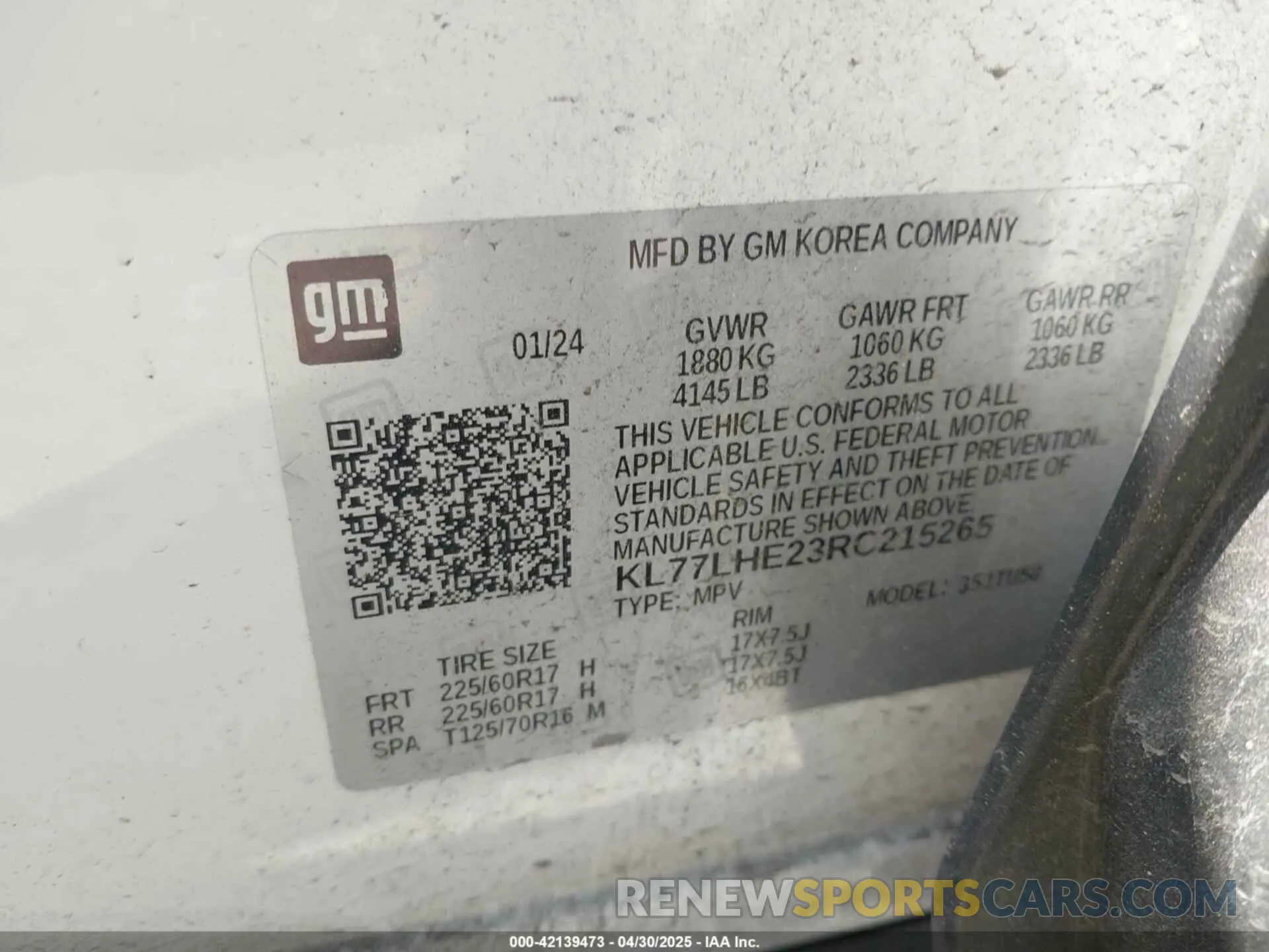 9 Photograph of a damaged car KL77LHE23RC215265 CHEVROLET TRAX 2024