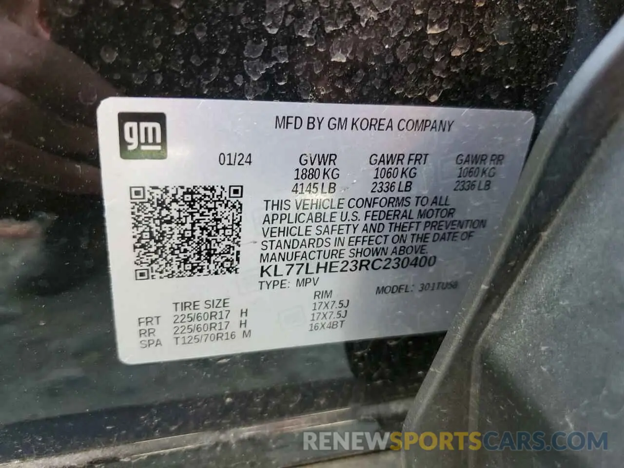 13 Photograph of a damaged car KL77LHE23RC230400 CHEVROLET TRAX 2024