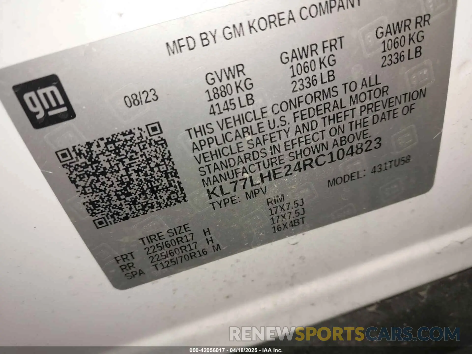 9 Photograph of a damaged car KL77LHE24RC104823 CHEVROLET TRAX 2024