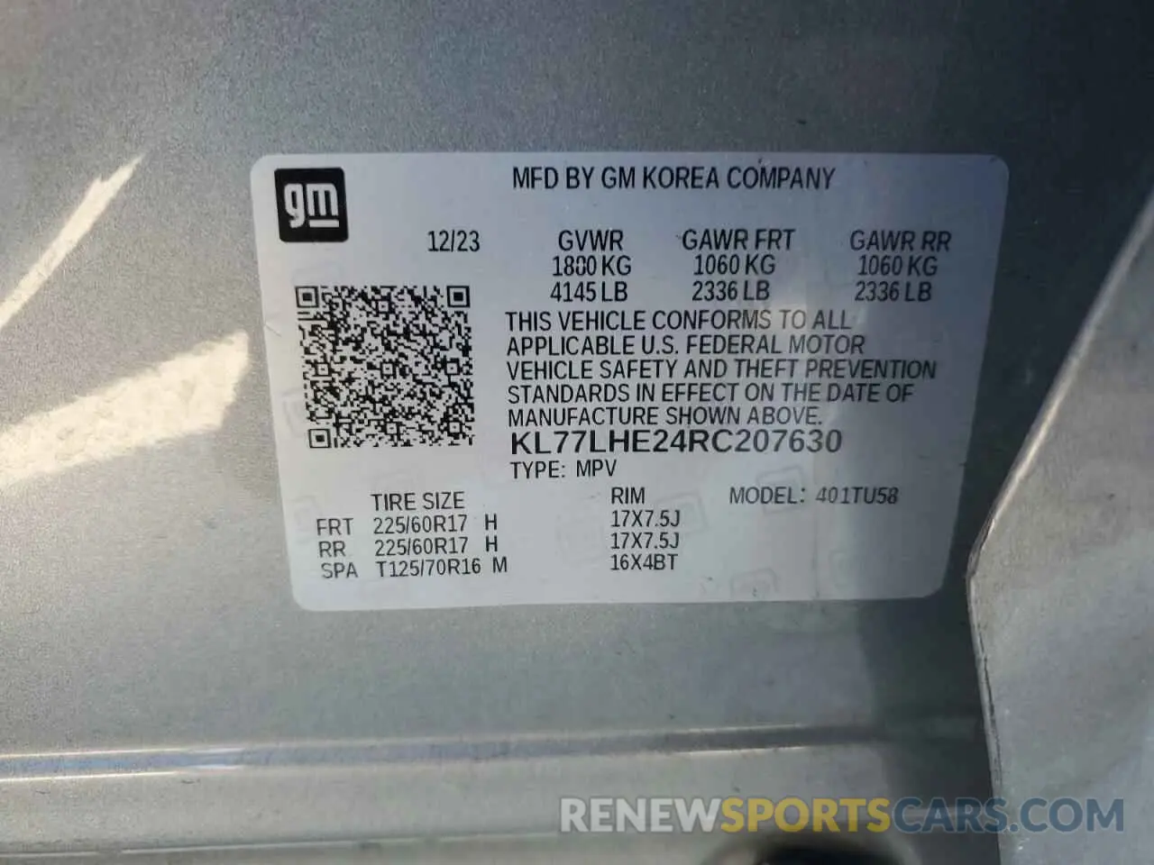 15 Фотография поврежденного автомобиля KL77LHE24RC207630 CHEVROLET TRAX 2024