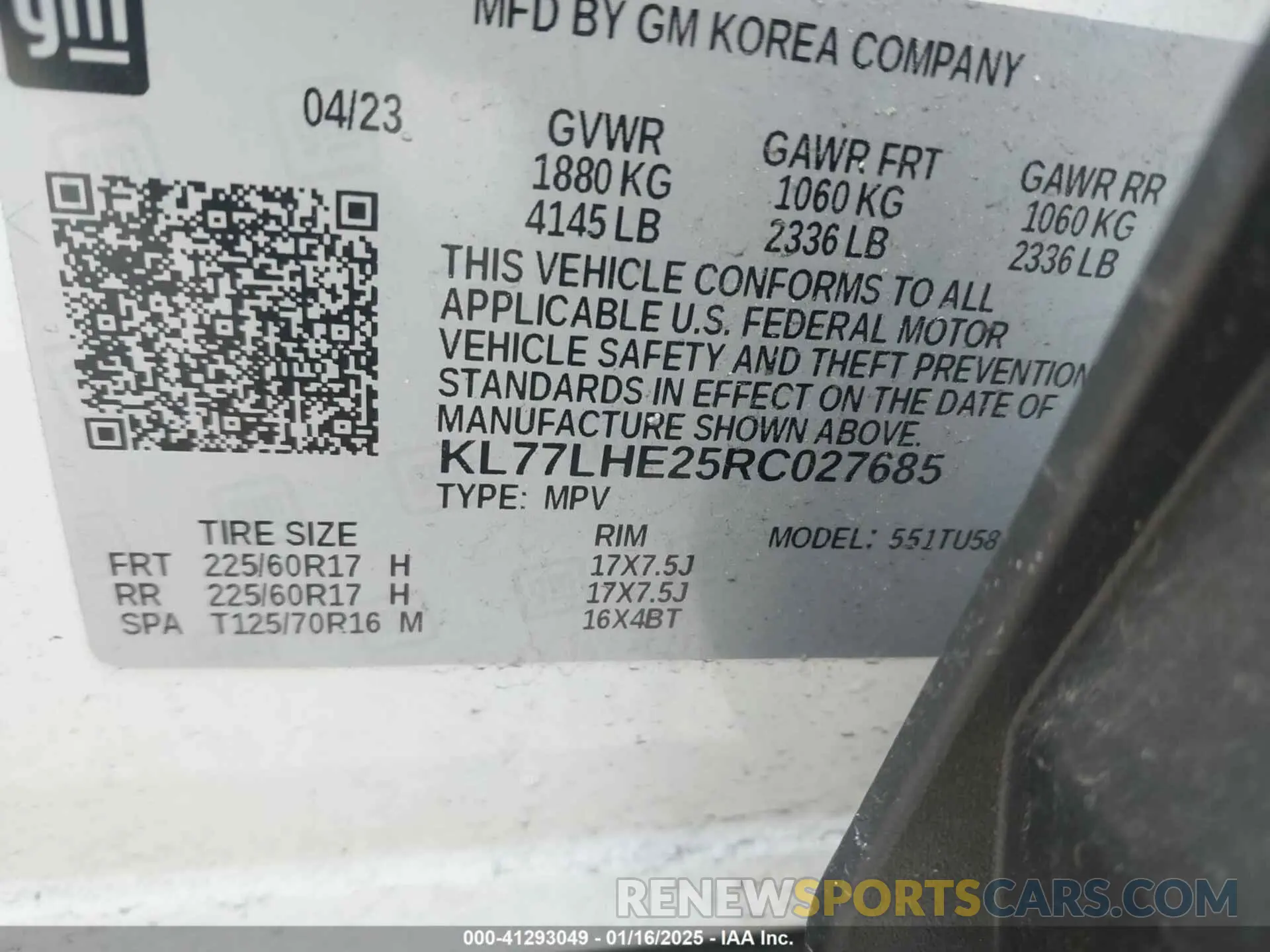 9 Фотография поврежденного автомобиля KL77LHE25RC027685 CHEVROLET TRAX 2024