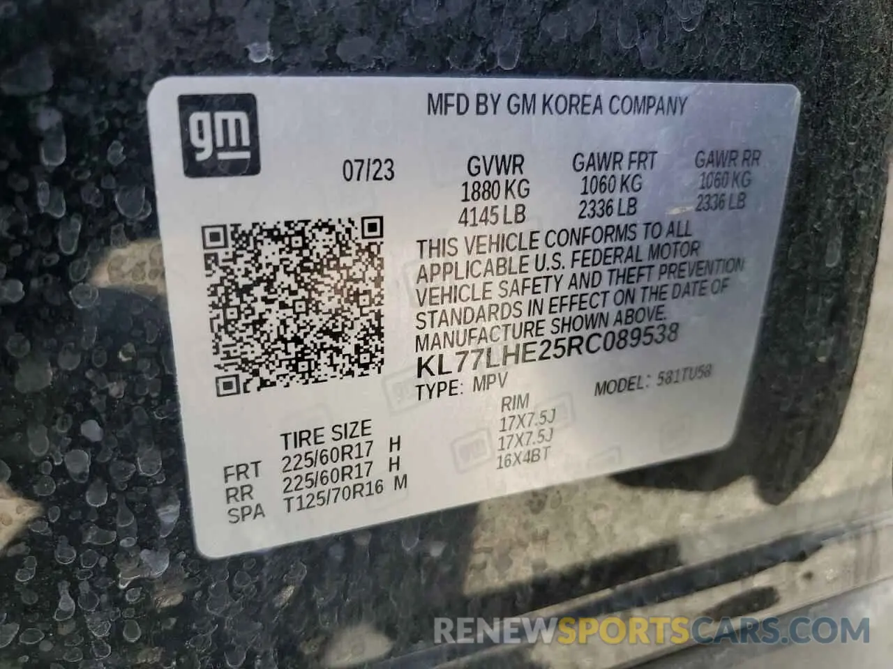 13 Photograph of a damaged car KL77LHE25RC089538 CHEVROLET TRAX 2024