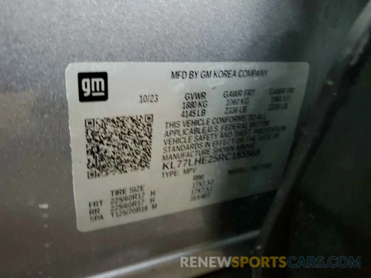 16 Photograph of a damaged car KL77LHE25RC155568 CHEVROLET TRAX 2024