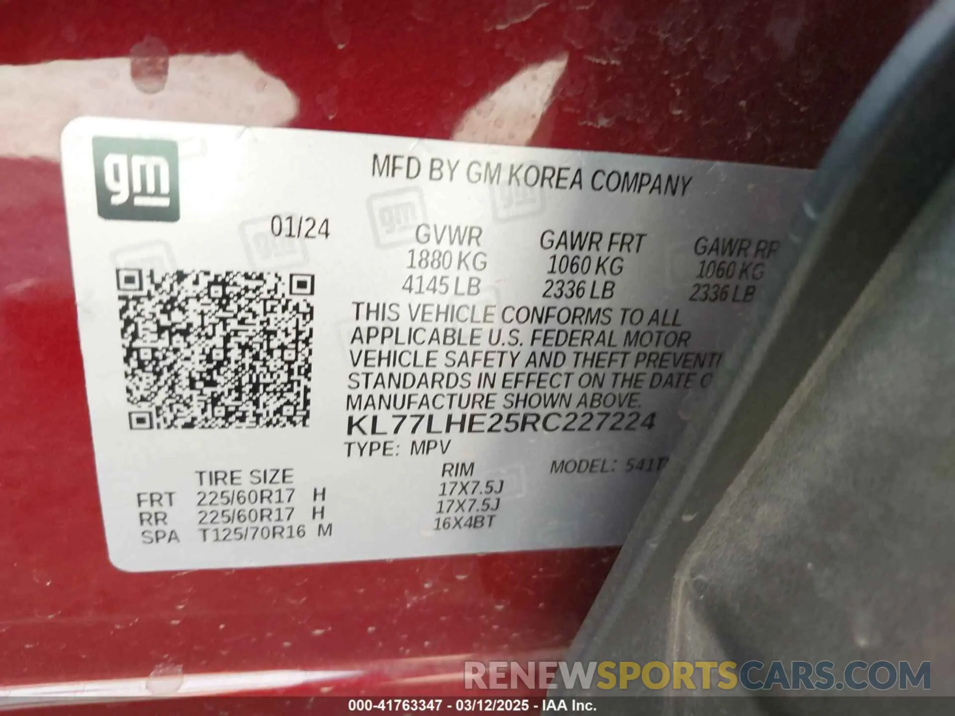 9 Photograph of a damaged car KL77LHE25RC227224 CHEVROLET TRAX 2024