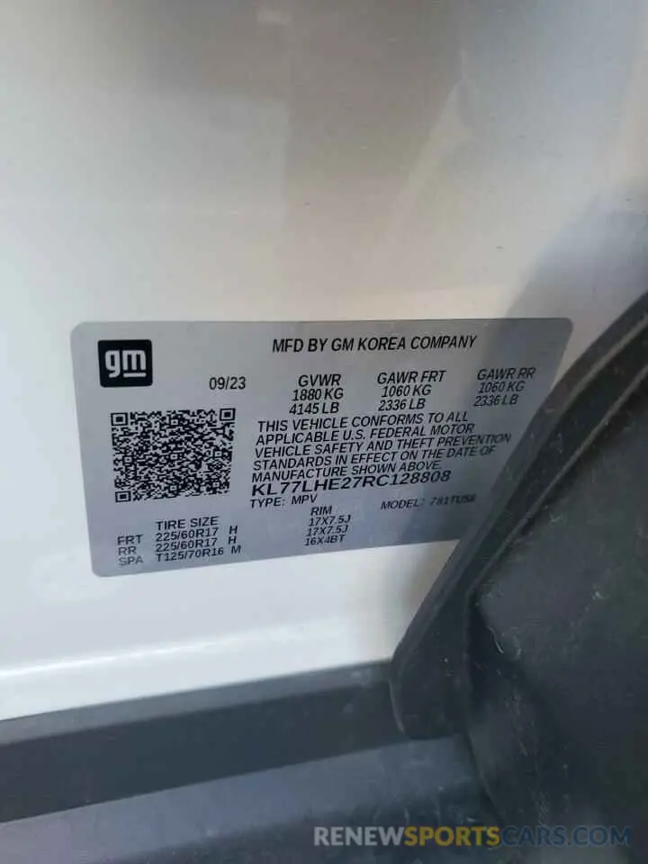 13 Photograph of a damaged car KL77LHE27RC128808 CHEVROLET TRAX 2024