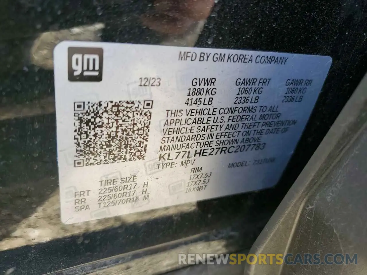 15 Фотография поврежденного автомобиля KL77LHE27RC207783 CHEVROLET TRAX 2024