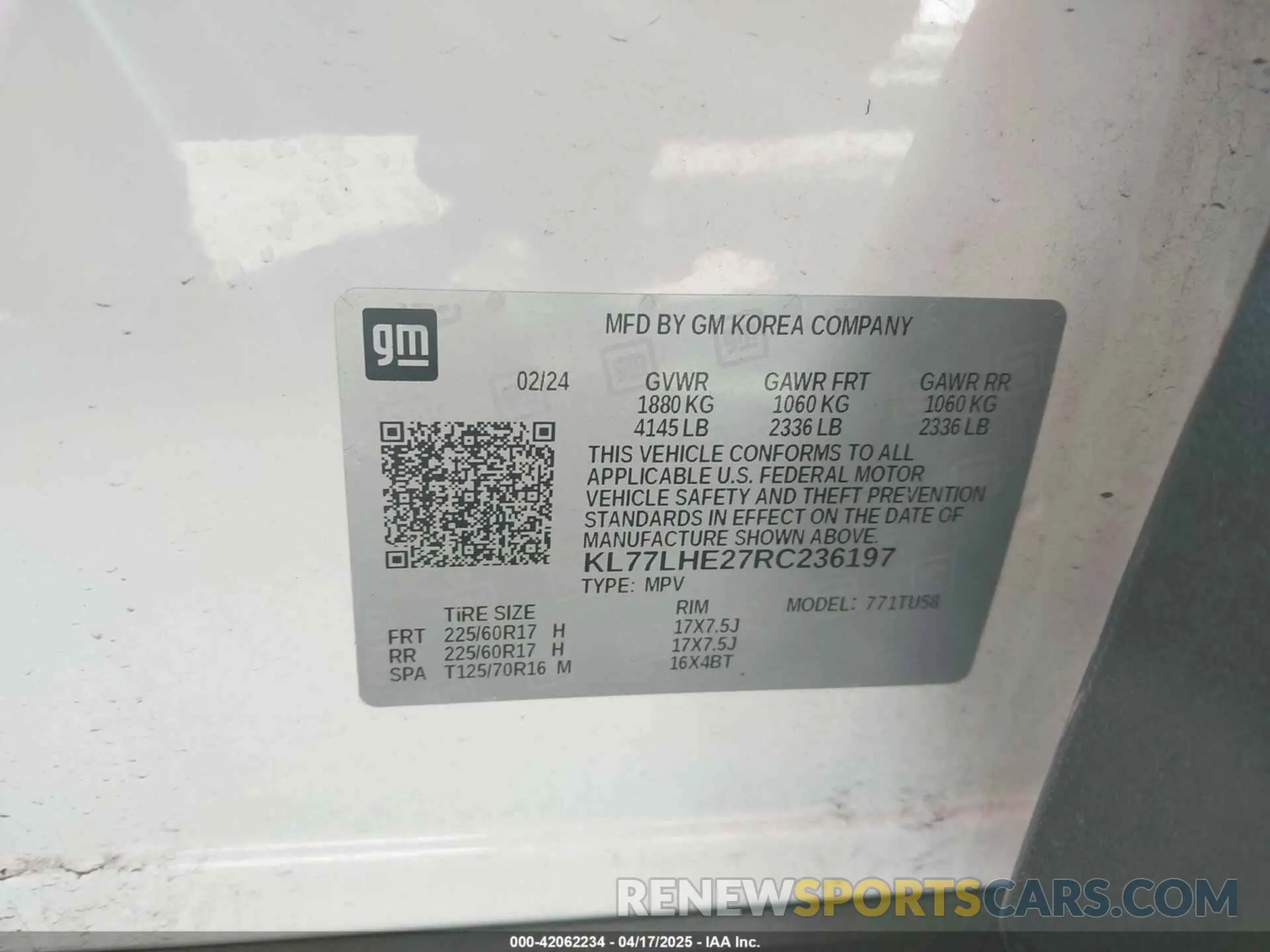 9 Photograph of a damaged car KL77LHE27RC236197 CHEVROLET TRAX 2024