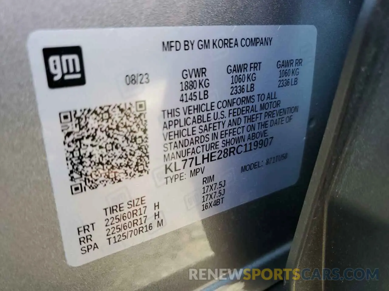 12 Photograph of a damaged car KL77LHE28RC119907 CHEVROLET TRAX 2024
