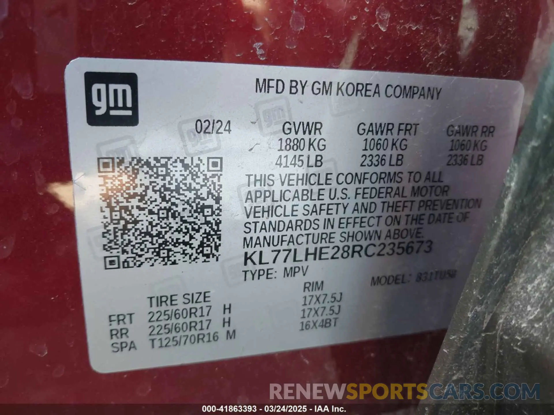 9 Photograph of a damaged car KL77LHE28RC235673 CHEVROLET TRAX 2024