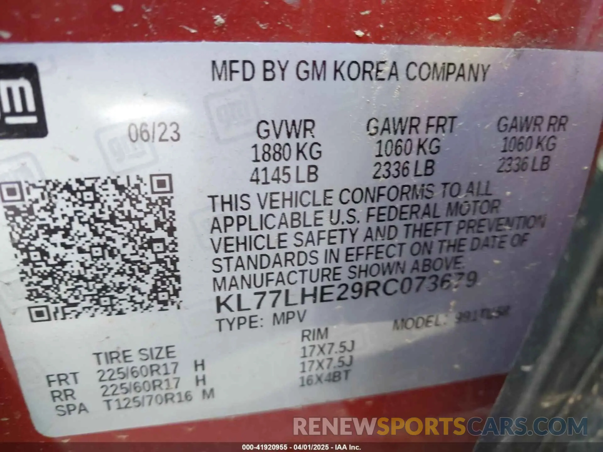 9 Фотография поврежденного автомобиля KL77LHE29RC073679 CHEVROLET TRAX 2024