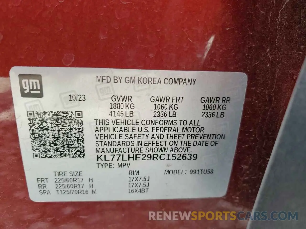 12 Photograph of a damaged car KL77LHE29RC152639 CHEVROLET TRAX 2024