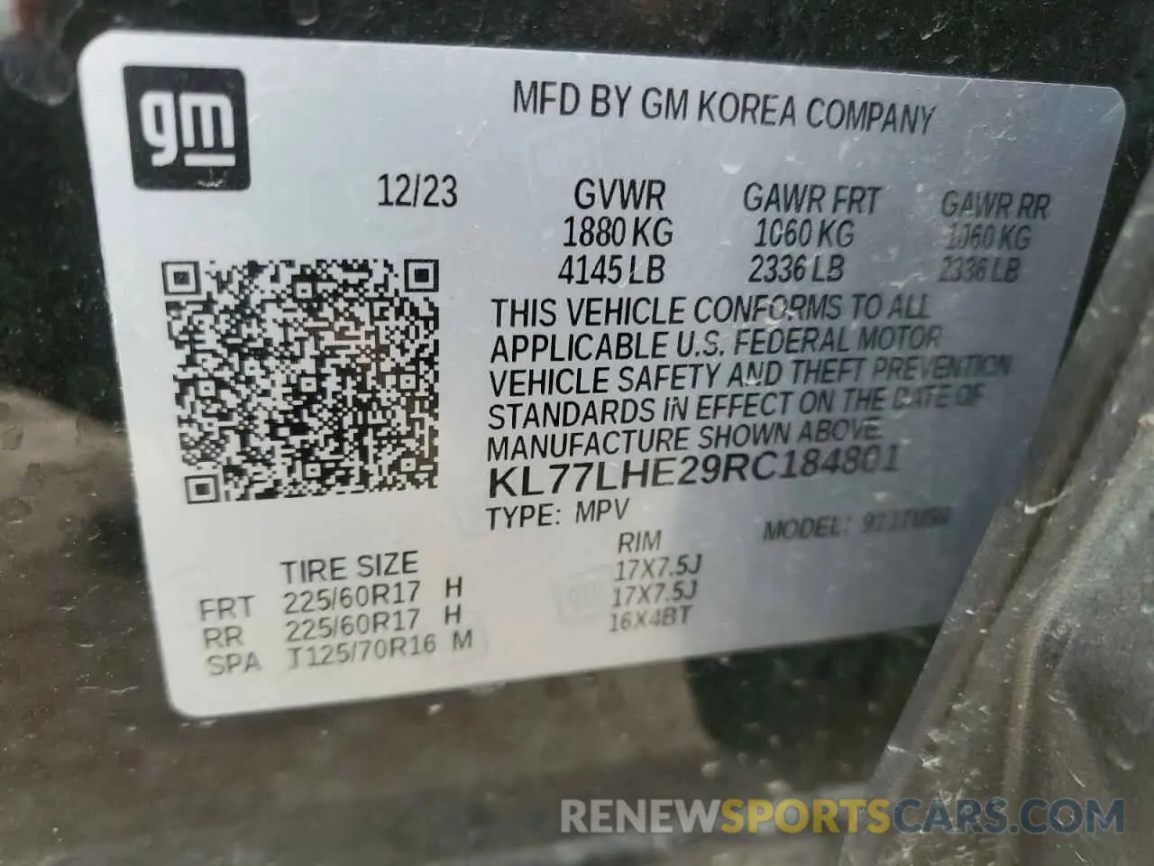 14 Фотография поврежденного автомобиля KL77LHE29RC184801 CHEVROLET TRAX 2024