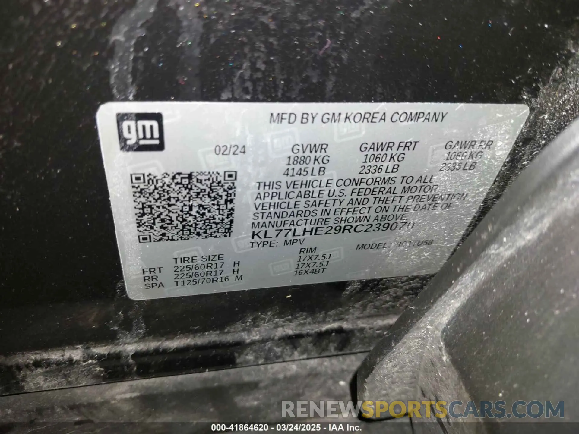 9 Фотография поврежденного автомобиля KL77LHE29RC239070 CHEVROLET TRAX 2024